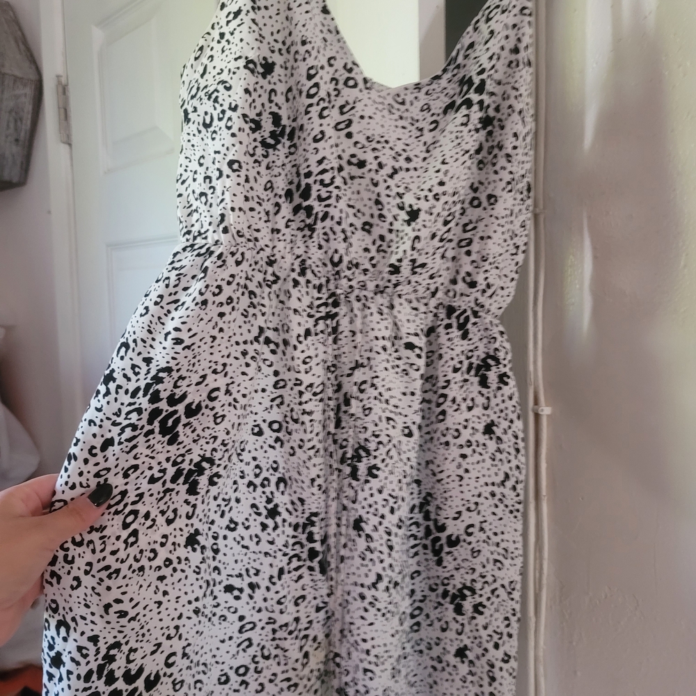 Black and White Leopard Print Romper
